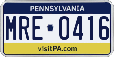 PA license plate MRE0416