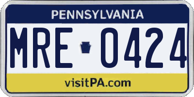 PA license plate MRE0424