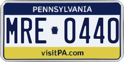 PA license plate MRE0440