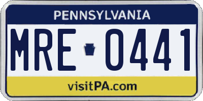 PA license plate MRE0441