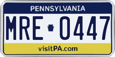 PA license plate MRE0447