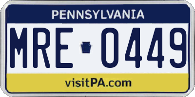 PA license plate MRE0449