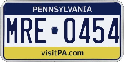 PA license plate MRE0454