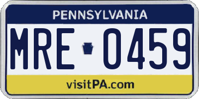 PA license plate MRE0459