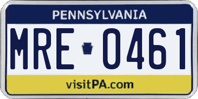 PA license plate MRE0461