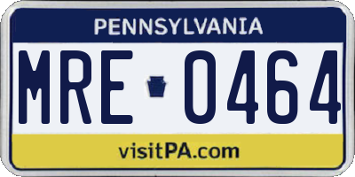 PA license plate MRE0464