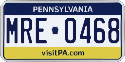 PA license plate MRE0468