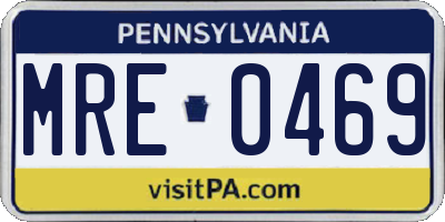 PA license plate MRE0469