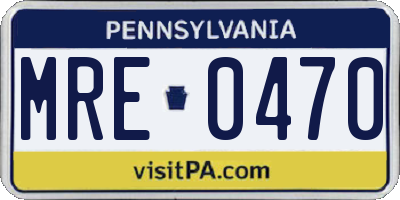 PA license plate MRE0470