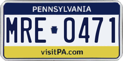 PA license plate MRE0471