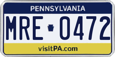 PA license plate MRE0472