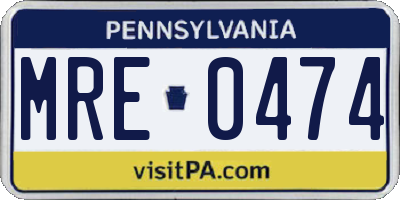 PA license plate MRE0474