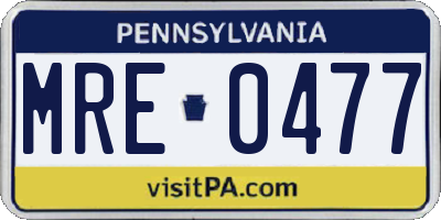 PA license plate MRE0477