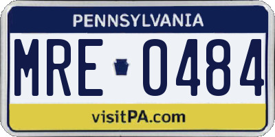 PA license plate MRE0484