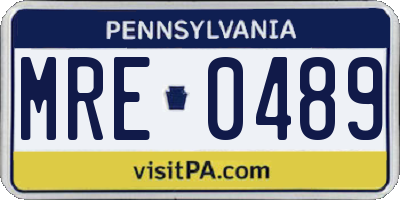 PA license plate MRE0489