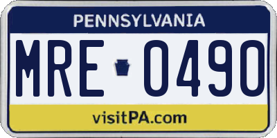 PA license plate MRE0490