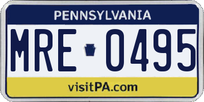 PA license plate MRE0495