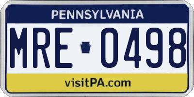 PA license plate MRE0498