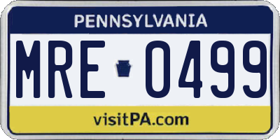 PA license plate MRE0499
