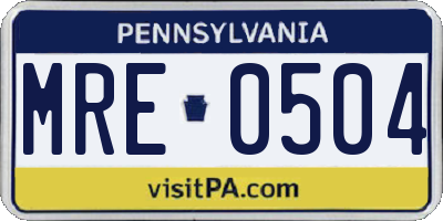 PA license plate MRE0504