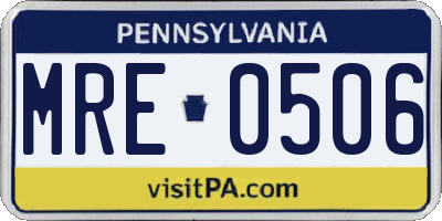 PA license plate MRE0506