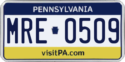 PA license plate MRE0509