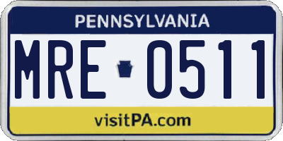 PA license plate MRE0511
