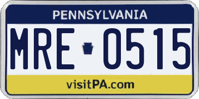 PA license plate MRE0515