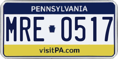 PA license plate MRE0517
