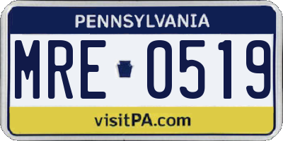 PA license plate MRE0519