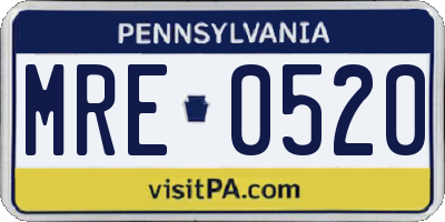 PA license plate MRE0520