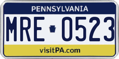 PA license plate MRE0523