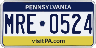 PA license plate MRE0524