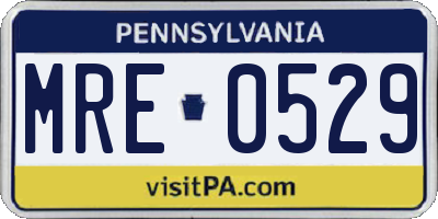 PA license plate MRE0529