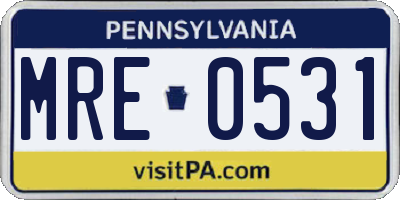 PA license plate MRE0531