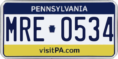 PA license plate MRE0534