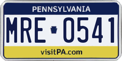 PA license plate MRE0541