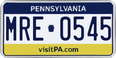 PA license plate MRE0545
