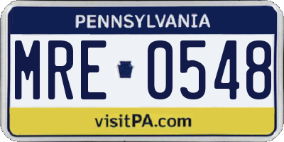 PA license plate MRE0548