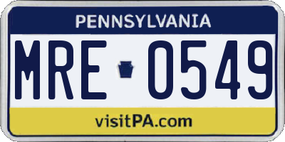 PA license plate MRE0549