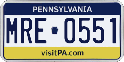 PA license plate MRE0551