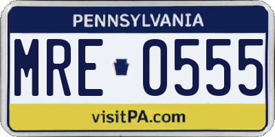 PA license plate MRE0555