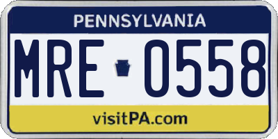 PA license plate MRE0558