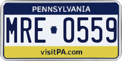 PA license plate MRE0559