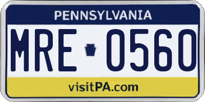 PA license plate MRE0560