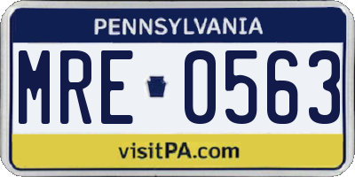 PA license plate MRE0563