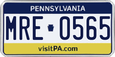 PA license plate MRE0565
