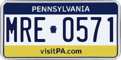 PA license plate MRE0571