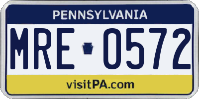 PA license plate MRE0572