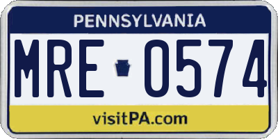 PA license plate MRE0574